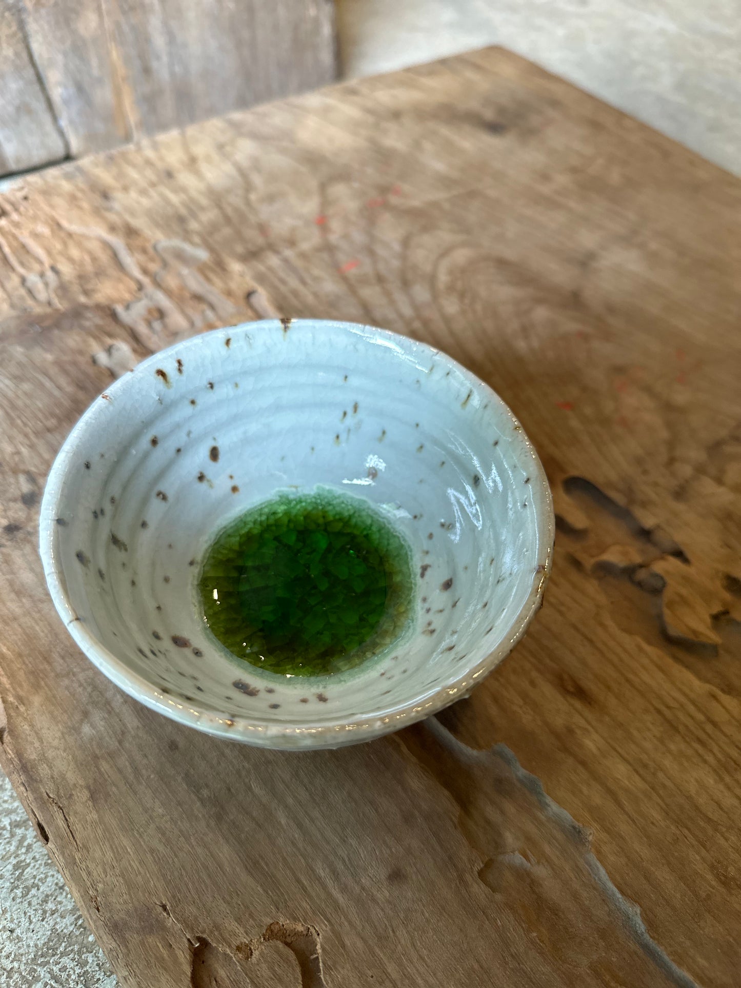 Shino ash tea bowls (5 as set )